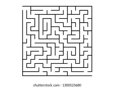 White vector layout with a black maze, riddle. Simple illustration with a maze on a white background. Pattern for leisure tasks, games.
