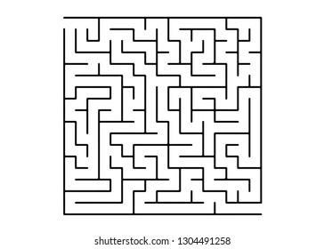 White vector layout with a black maze, riddle. Black and white maze in a simple style. Concept for books, magazines with complex tasks.
