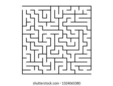 White vector layout with a black maze, riddle. Modern illustration with maze on a white backdrop. Pattern for leisure tasks, games.