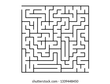 White vector layout with a black maze, riddle. Maze design in a simple style on a white background. Pattern for educational magazines, books.