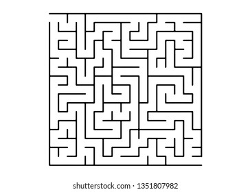 White vector layout with a black maze, riddle. Black and white maze in a simple style. Concept for pazzle, labyrinth books, magazines.