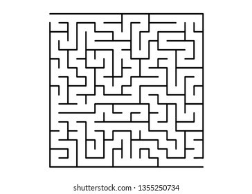 White vector layout with a black maze, riddle. Black and white maze in a simple style. Pattern for educational magazines, books.