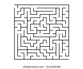 White vector layout with a black maze, riddle. Simple illustration with a maze on a white background. Pattern for leisure tasks, games.