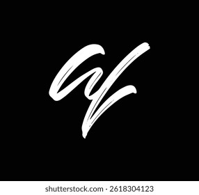 White Vector Letters Logo Brush Hand lettering Calligraphy Style In Black Background Initial al