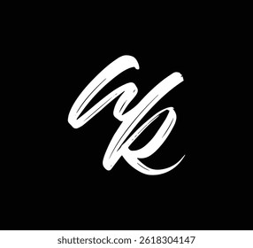 Letras de vetor brancas Logo Brush Inscrições à mão Estilo caligrafia em fundo preto ak inicial