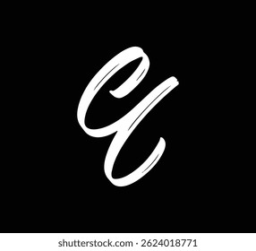 White Vector Letters Logo Brush Hand lettering Calligraphy Style In Black Background Initial CL