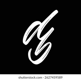 Letras de Vector blanco Logo Brush Letras de mano Estilo de caligrafía en fondo negro Initial db