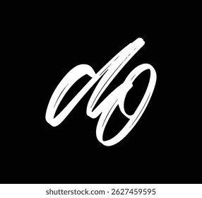 Letras de Vector blanco Logo Pincel Letras de mano Estilo de caligrafía en fondo negro