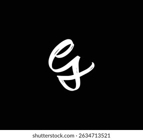 White Vector Letters Logo Brush Hand lettering Calligraphy Style In Black Background Initial ES