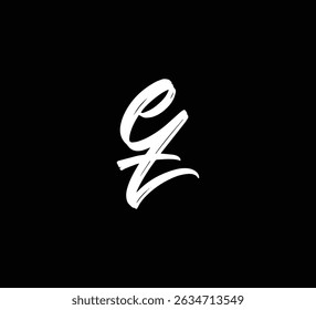 White Vector Letters Logo Brush Hand lettering Calligraphy Style In Black Background Initial ET