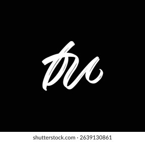 White Vector Letters Logo Brush Hand lettering Calligraphy Style In Black Background Initial fu
