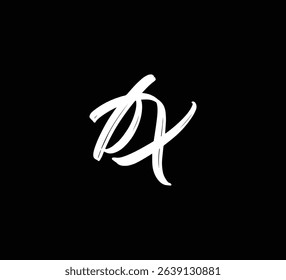 White Vector Letters Logo Brush Hand lettering Calligraphy Style In Black Background Initial fx