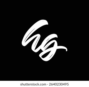 White Vector Letters Logo Brush Hand lettering Calligraphy Style In Black Background Initial HG