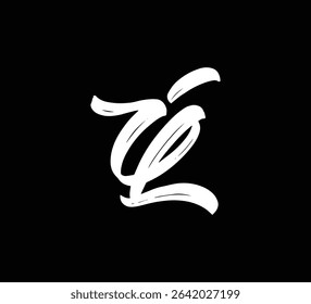 White Vector Letters Logo Brush Hand lettering Calligraphy Style In Black Background Initial IL