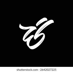 White Vector Letters Logo Brush Hand lettering Calligraphy Style In Black Background Initial IB