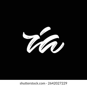 White Vector Letters Logo Brush Hand lettering Calligraphy Style In Black Background Initial IA
