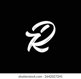 White Vector Letters Logo Brush Hand lettering Calligraphy Style In Black Background Initial IR