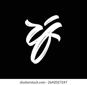 White Vector Letters Logo Brush Hand lettering Calligraphy Style In Black Background Initial IF