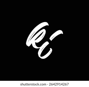 Letras Vetoriais Brancas Logo Brush Mão Inscrições Caligrafia Estilo em Preto Fundo Inicial KI