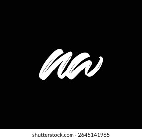 White Vector Letters Logo Brush Hand lettering Calligraphy Style In Black Background Initial NA