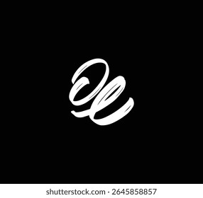 Letras de vetor branco logotipo Brush mão caligrafia estilo em fundo preto inicial OL