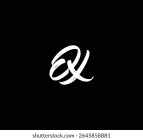 White Vector Letters Logo Brush Hand lettering Calligraphy Style In Black Background Initial OX