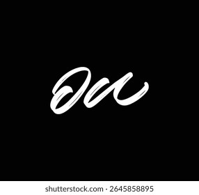 Letras Vetoriais Brancas Logo Brush Mão Inscrições Caligrafia Estilo em Preto Fundo Inicial OU