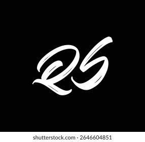 Letras de vetor branco logotipo Brush mão caligrafia estilo em fundo preto QB inicial
