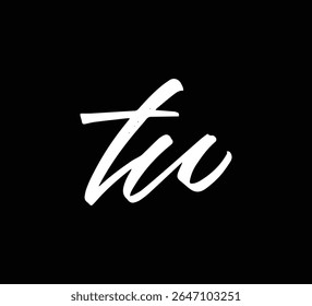 Letras Vetoriais Brancas Logo Brush Mão Inscrições Caligrafia Estilo em Preto Fundo Inicial TU