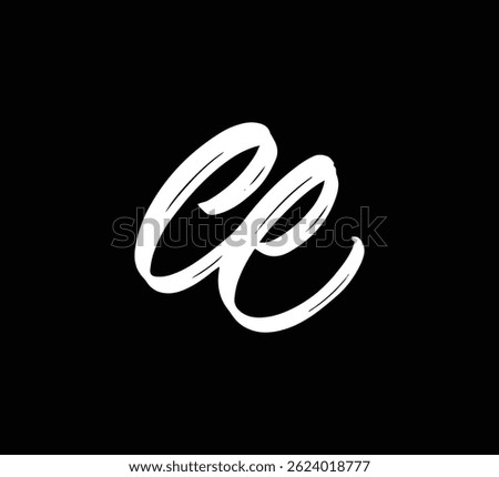 White Vector Letters Logo Brush Hand lettering Calligraphy Style In Black Background Initial CE