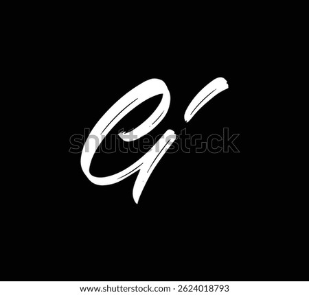 White Vector Letters Logo Brush Hand lettering Calligraphy Style In Black Background Initial CI