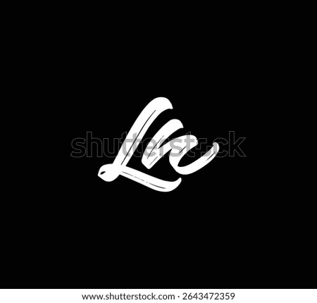 White Vector Letters Logo Brush Hand lettering Calligraphy Style In Black Background Initial LN