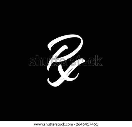 White Vector Letters Logo Brush Hand lettering Calligraphy Style In Black Background Initial PX