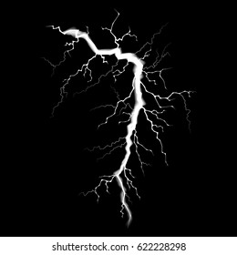White vector lightning bolt on black background. 