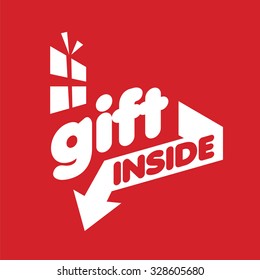 White vector logo for gifts on a red background