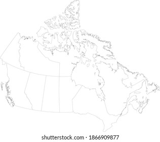 Blank Map Canada Provinces Territories Vector: เวกเตอร์สต็อก (ปลอดค่า