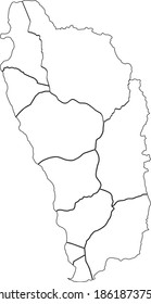 White vector map of Dominica with black borders of it's parishes