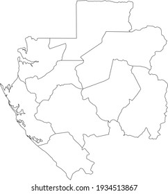 White vector map of the Gabonese Republic with black borders of its provinces