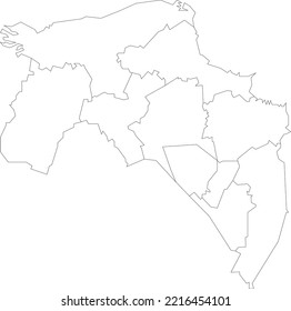 Mapa vectorial blanco de Groningen, municipios neerlandeses para estudiar.