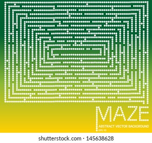 white vector maze concept and place for text isolated on gradient colorful background