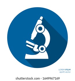 White vector microscope icon science and medicine symbol