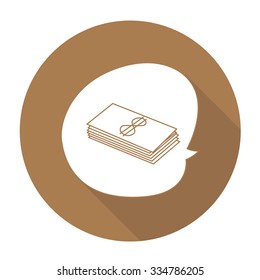 White vector money on color circle background.