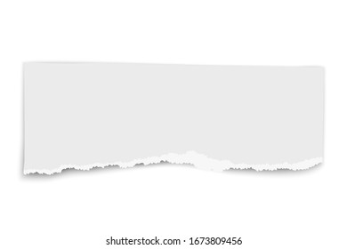 White vector oblong paper tear with soft shadow placed on white