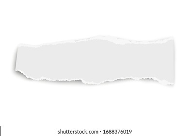 White vector oblong paper tear with soft shadow isolated