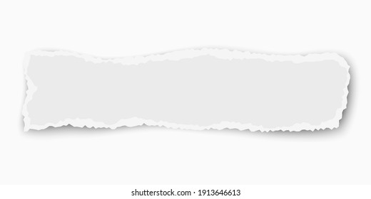 White vector oblong paper tear with soft shadow isolated on white