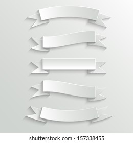 White Vector Paper Banners and Ribbons with Shadow