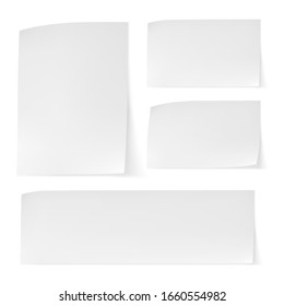 White vector paper note with curved corners and soft shadow isolated on white. Paper note.