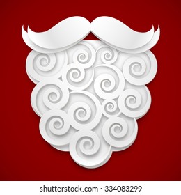 White vector paper Santa's beard on red background