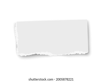 White vector paper tear wisp with soft shadow isolated on white background