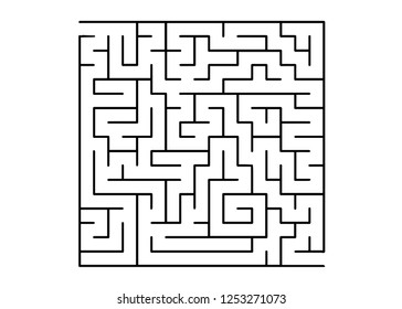 White vector pattern with a black labyrinth. Simple illustration with a maze on a white background. Pattern for educational magazines, books.